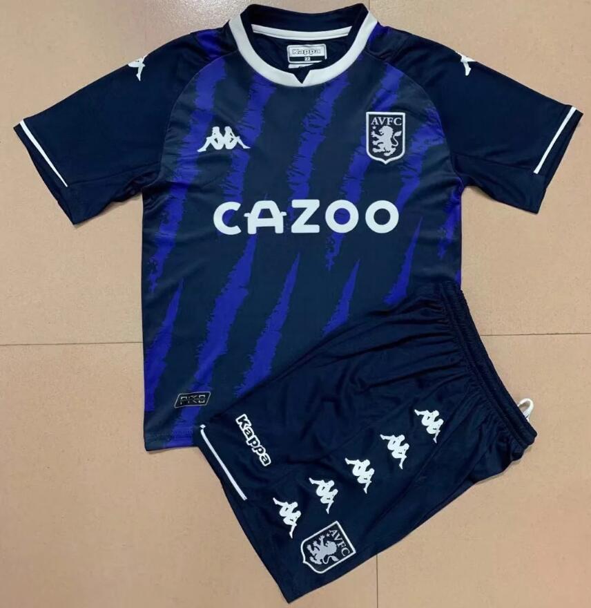 Kids Aston Villa FC 2021/22 Third Away Soccer Kits Shirt With Shorts